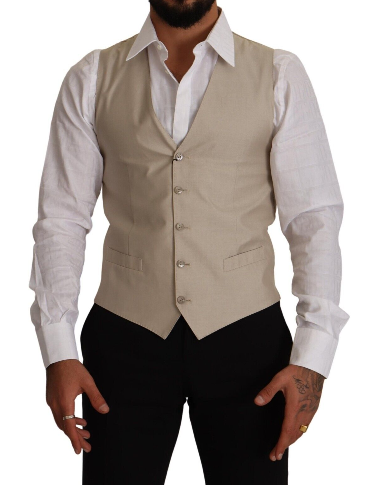 Dolce & Gabbana Beige Slim Fit Weste aus Baumwolle und Seide
