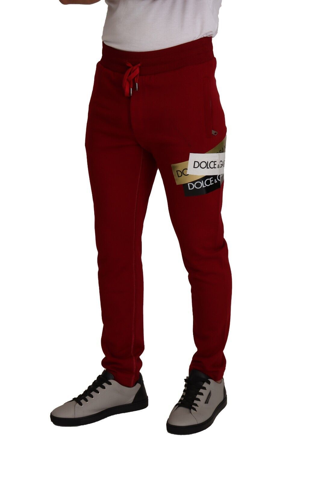 Dolce & Gabbana Jogginghose mit Logo-Patch aus roter Baumwolle