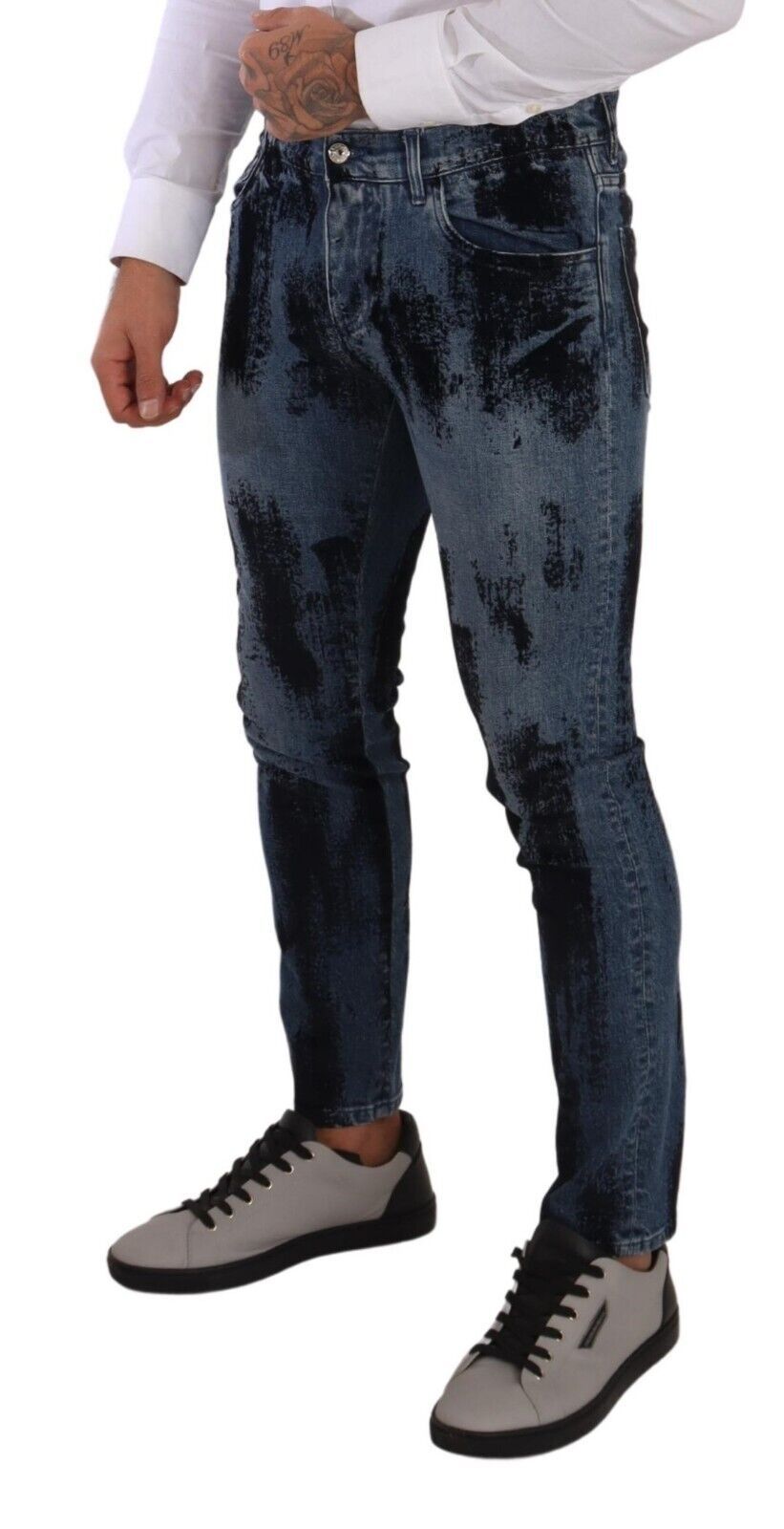 Dolce & Gabbana Blau-schwarze Skinny-Jeans aus Baumwolle