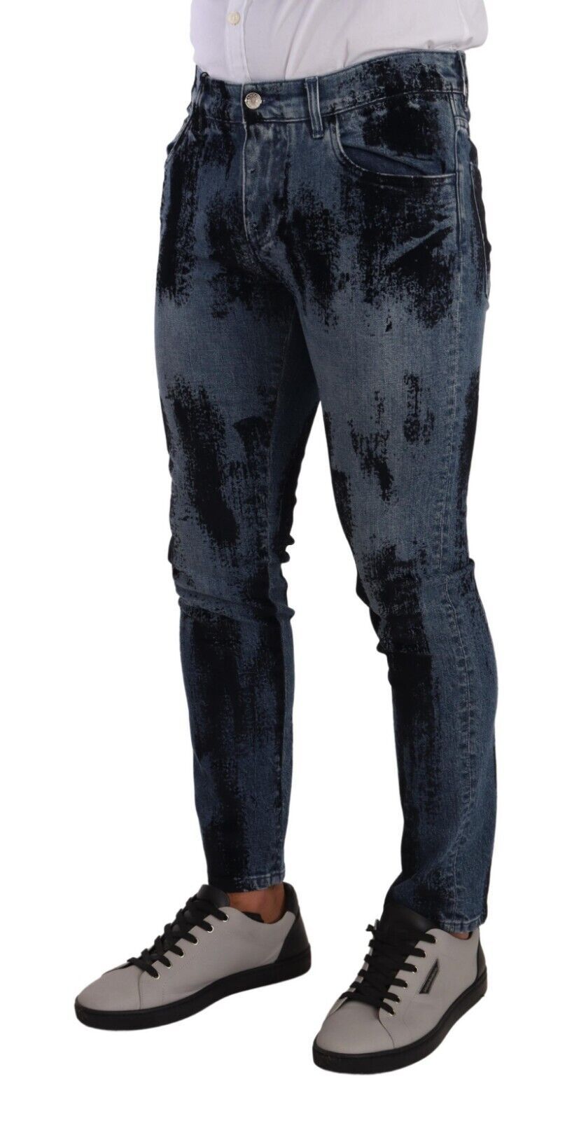 Dolce & Gabbana Blau-schwarze Skinny-Jeans aus Baumwolle