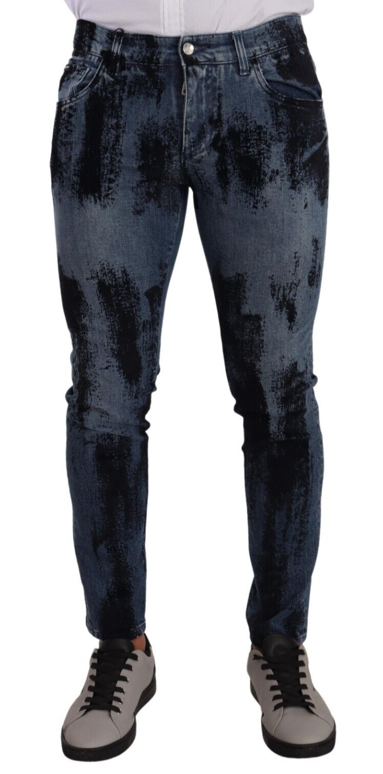 Dolce & Gabbana Blau-schwarze Skinny-Jeans aus Baumwolle