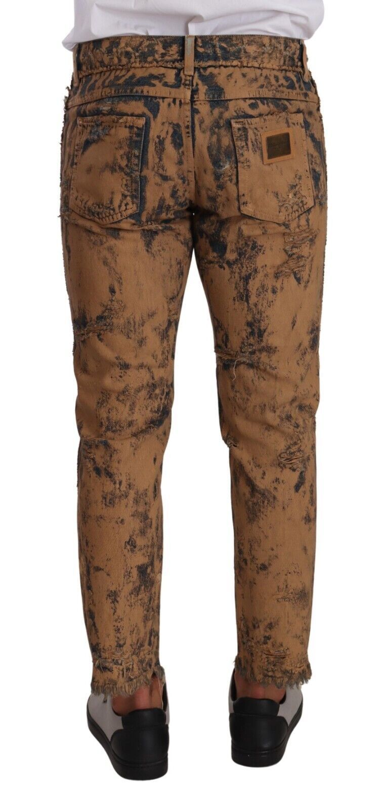 Dolce & Gabbana – Braune Jeans aus Baumwolle im Used-Look in normaler Passform