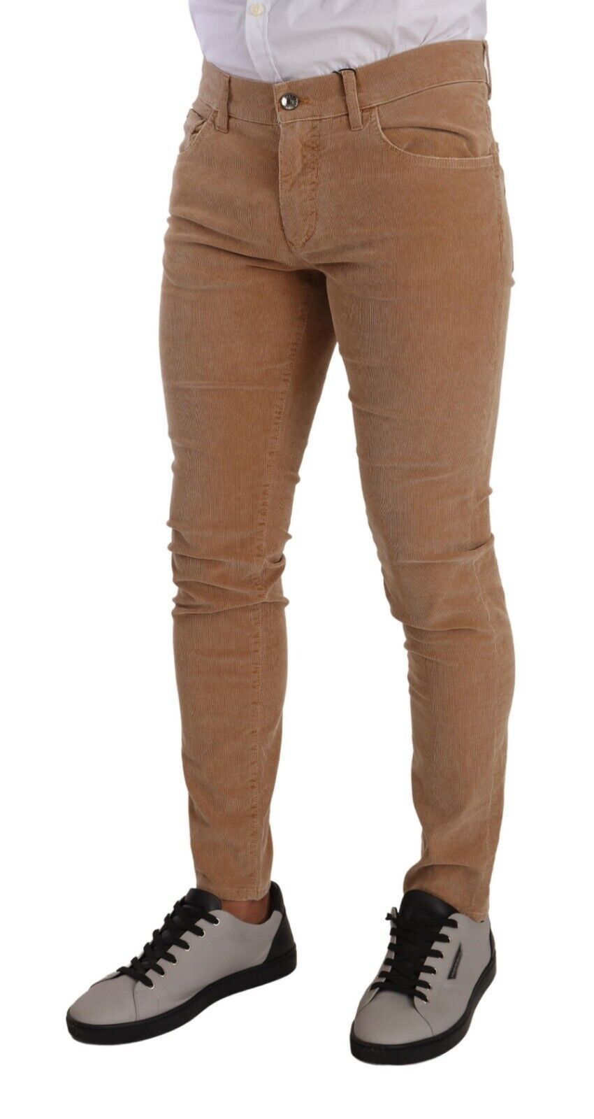 Dolce & Gabbana – Enge Slim-Fit-Jeans aus Cord-Baumwolle in Braun