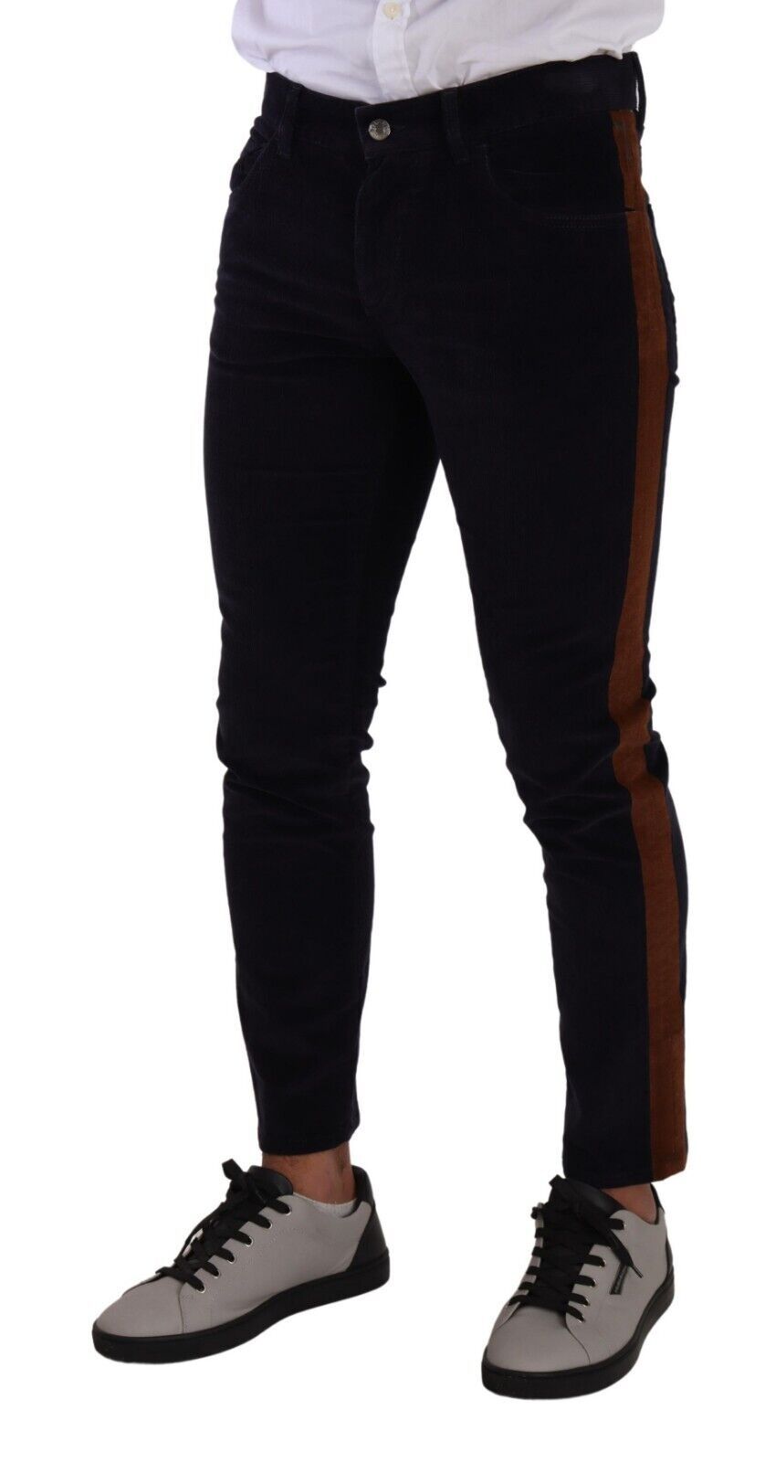 Dolce & Gabbana – Blaue Skinny-Cordjeans aus Baumwollstretch