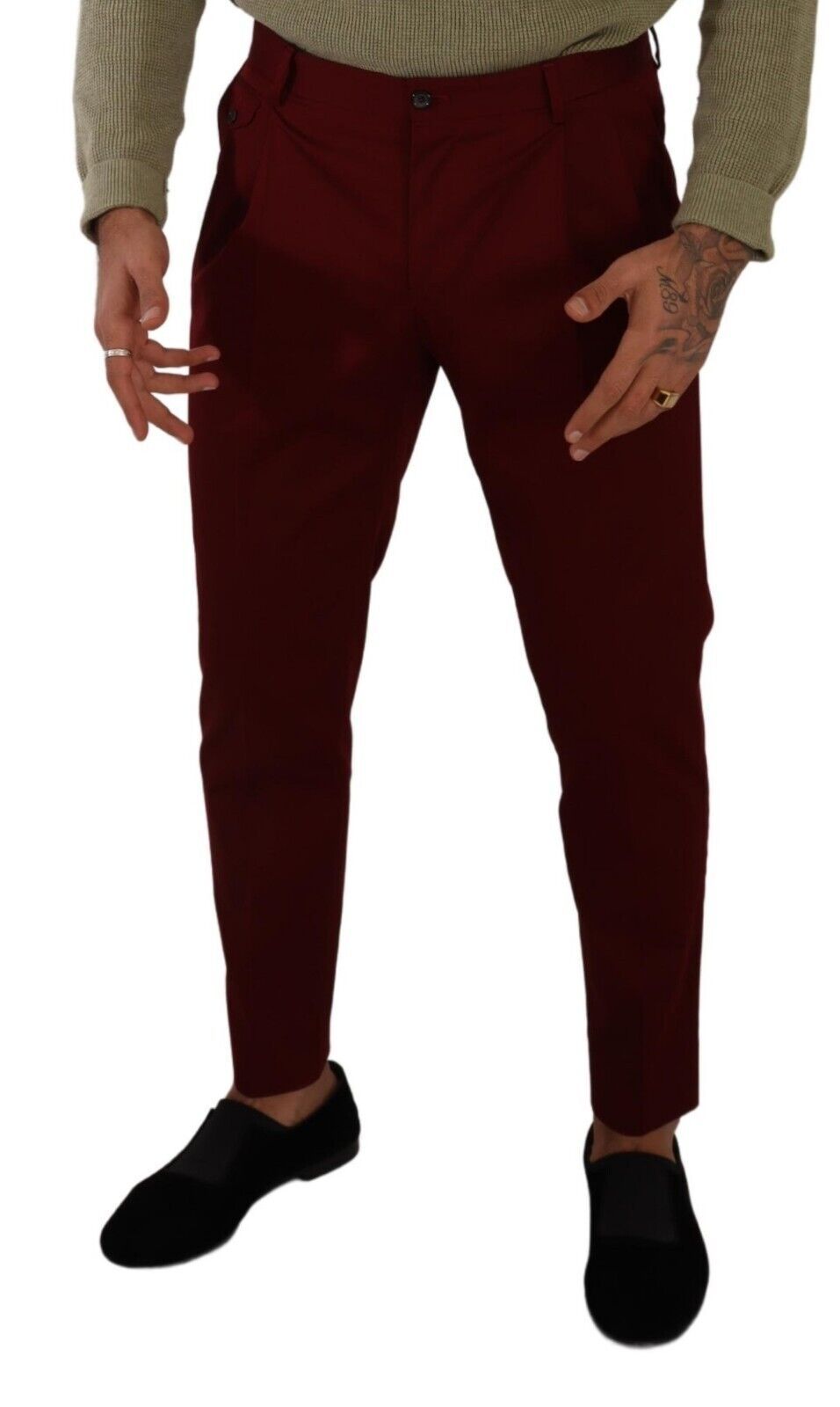 Dolce & Gabbana Dunkelrote Herren-Chinos aus Baumwolle
