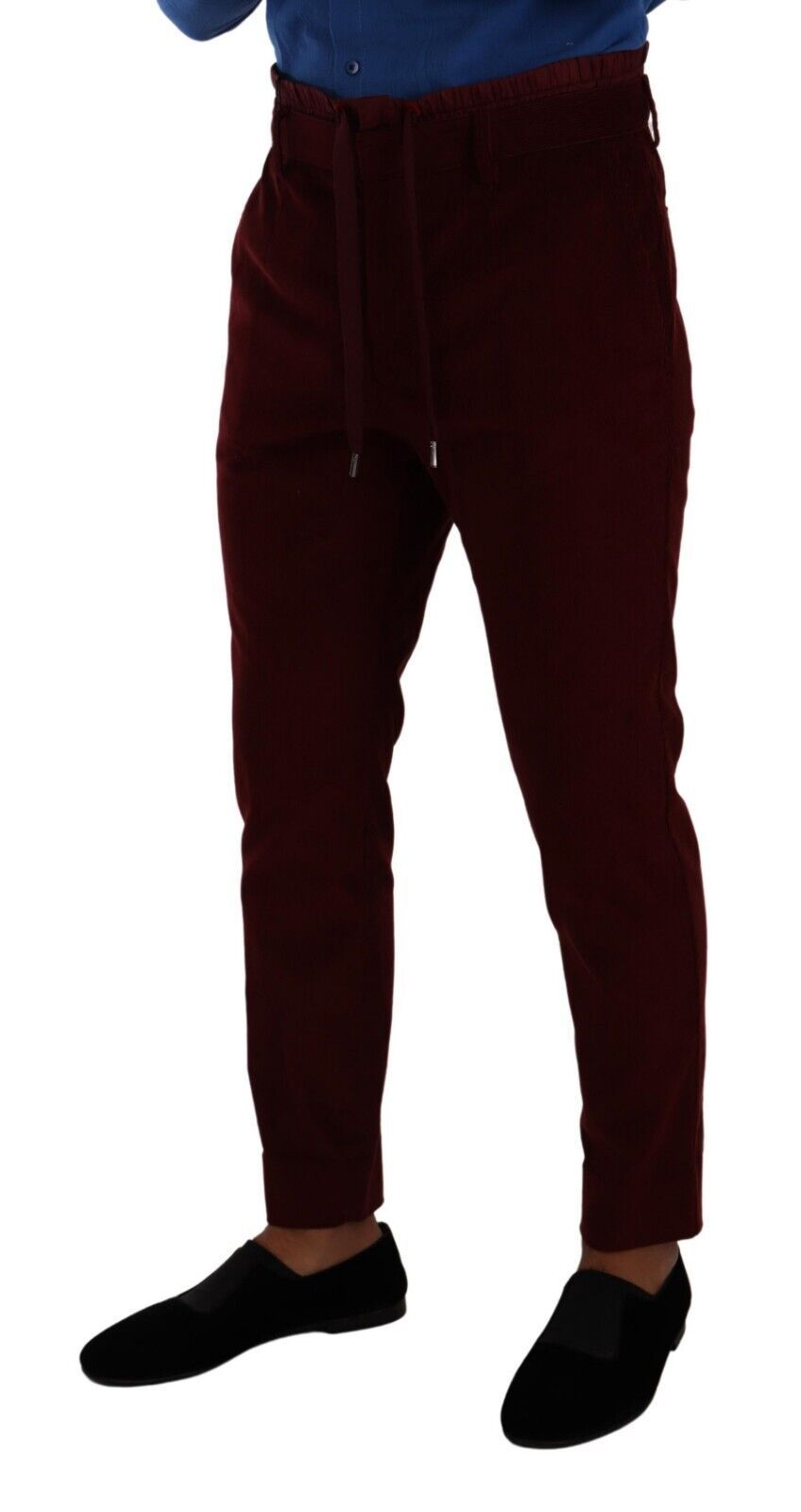 Dolce & Gabbana Bordeaux Samt Herren Formelle Hose Anzughose