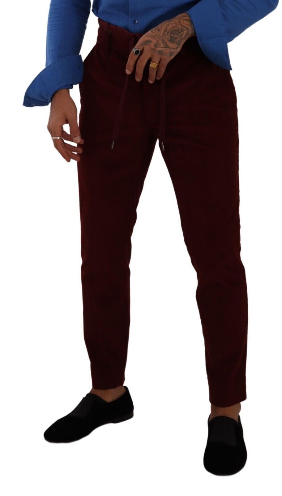 Dolce & Gabbana Bordeaux Samt Herren Formelle Hose Anzughose
