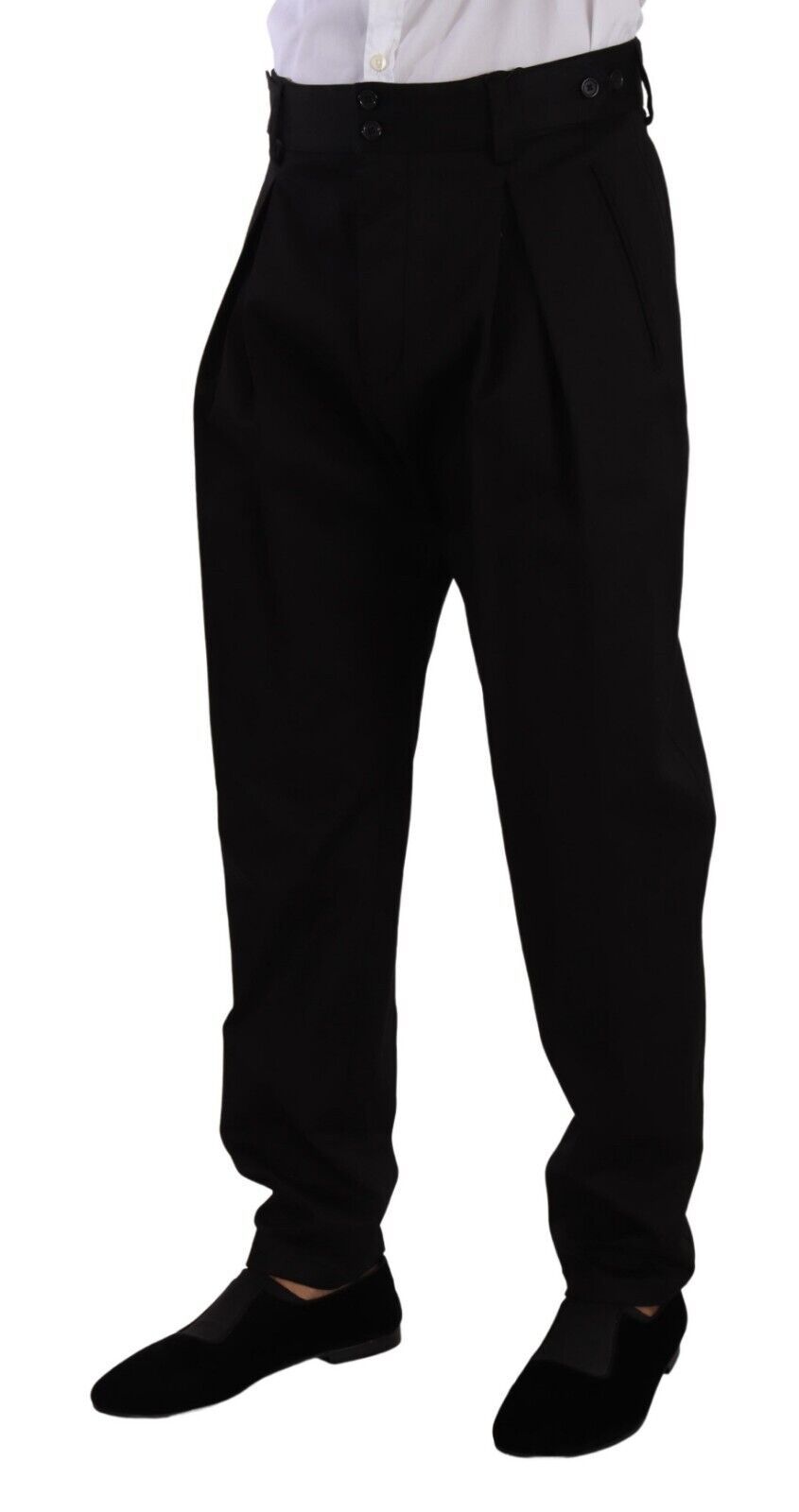 Dolce & Gabbana Schwarze Baumwollhose mit hoher Taille für Herren