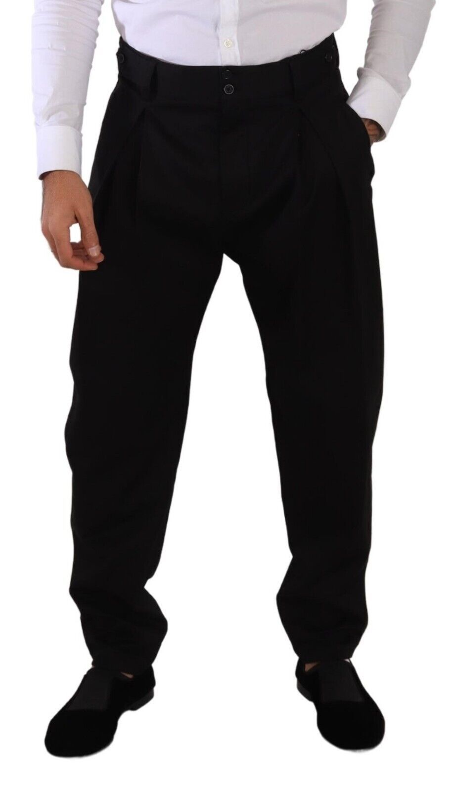 Dolce & Gabbana Schwarze Baumwollhose mit hoher Taille für Herren