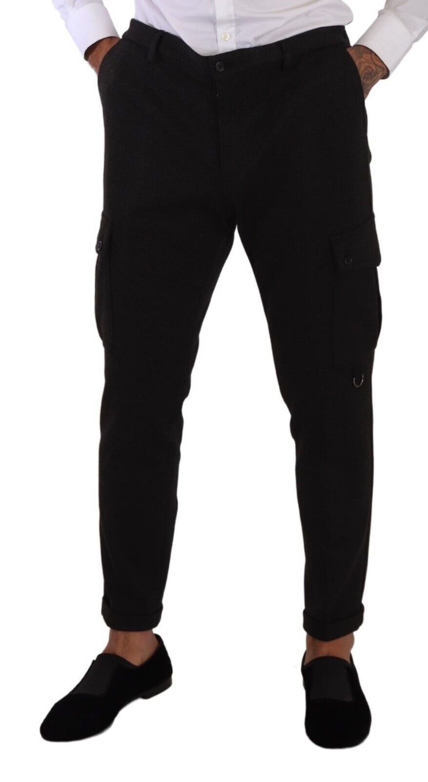 Dolce & Gabbana Schwarze Viskose-Cargo-Skinny-Hose für Herren
