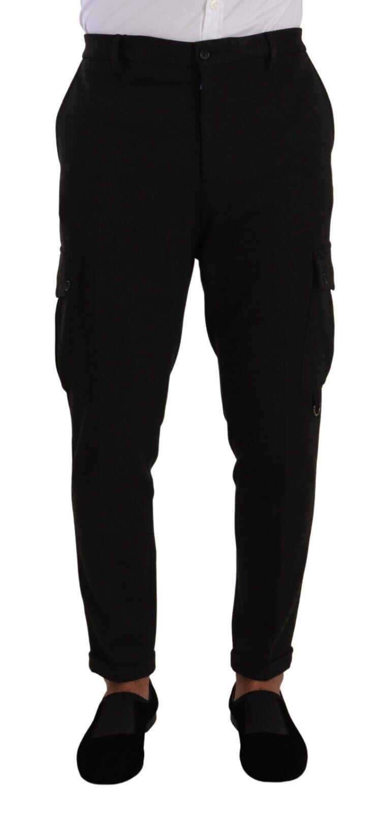 Dolce & Gabbana Schwarze Viskose-Cargo-Skinny-Hose für Herren