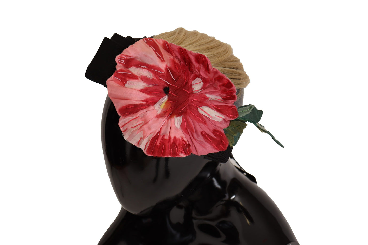Dolce & Gabbana Schwarzes Seiden-Weiß-Haar-Parrucchiera-Diadem-Stirnband