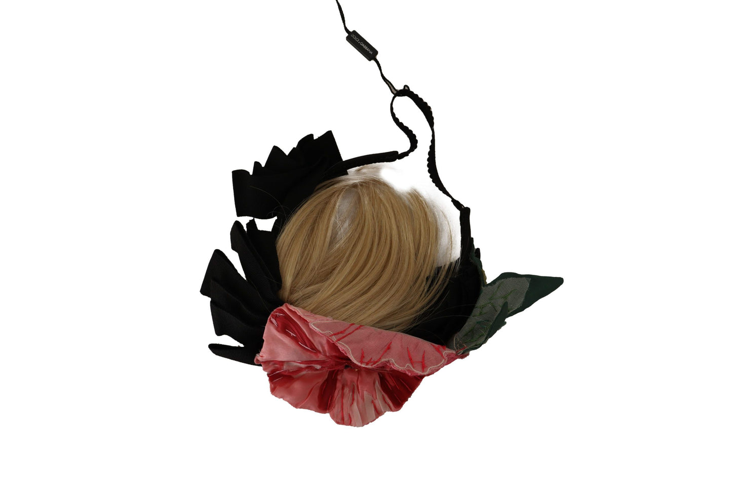 Dolce & Gabbana Schwarzes Seiden-Weiß-Haar-Parrucchiera-Diadem-Stirnband
