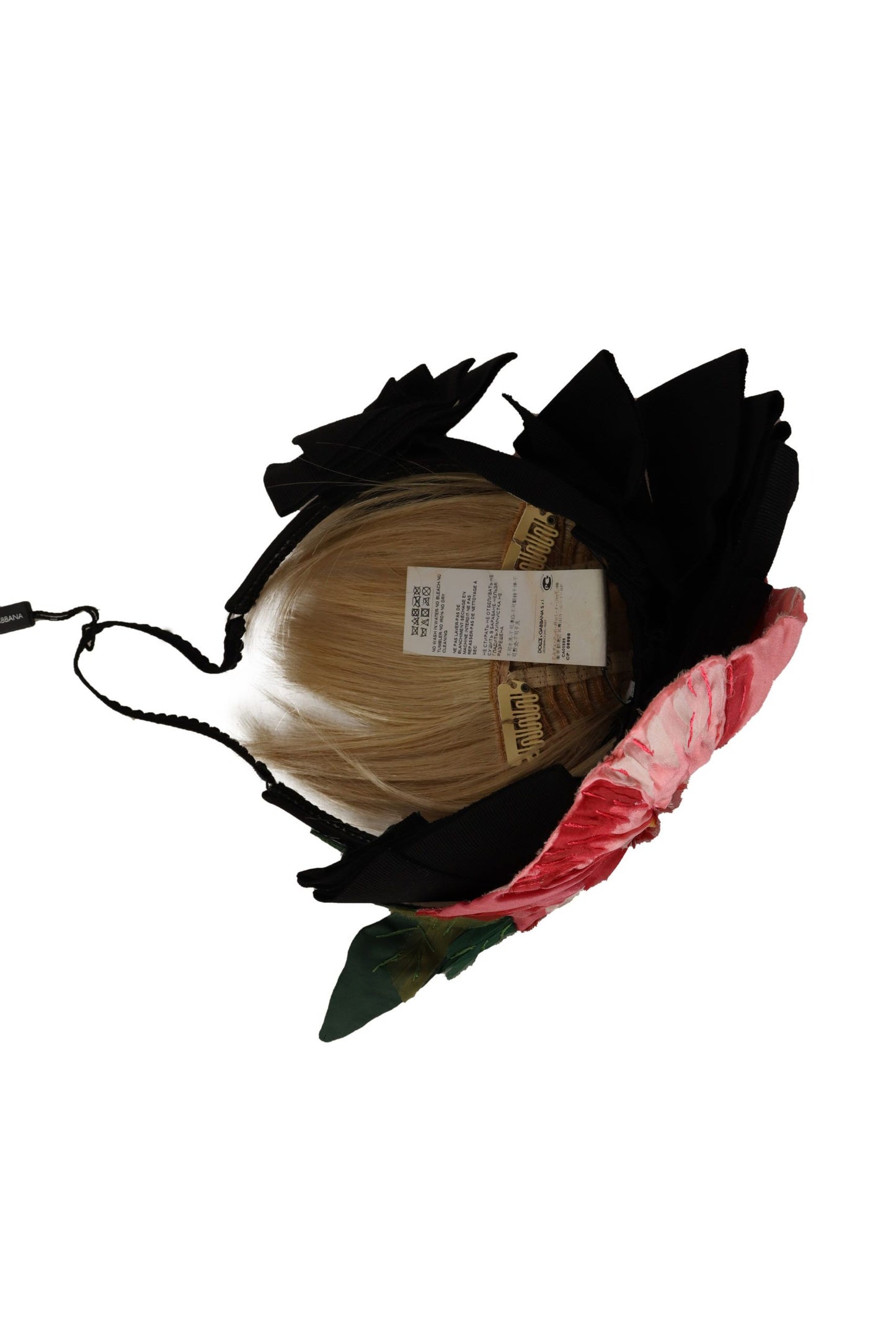 Dolce & Gabbana Schwarzes Seiden-Weiß-Haar-Parrucchiera-Diadem-Stirnband