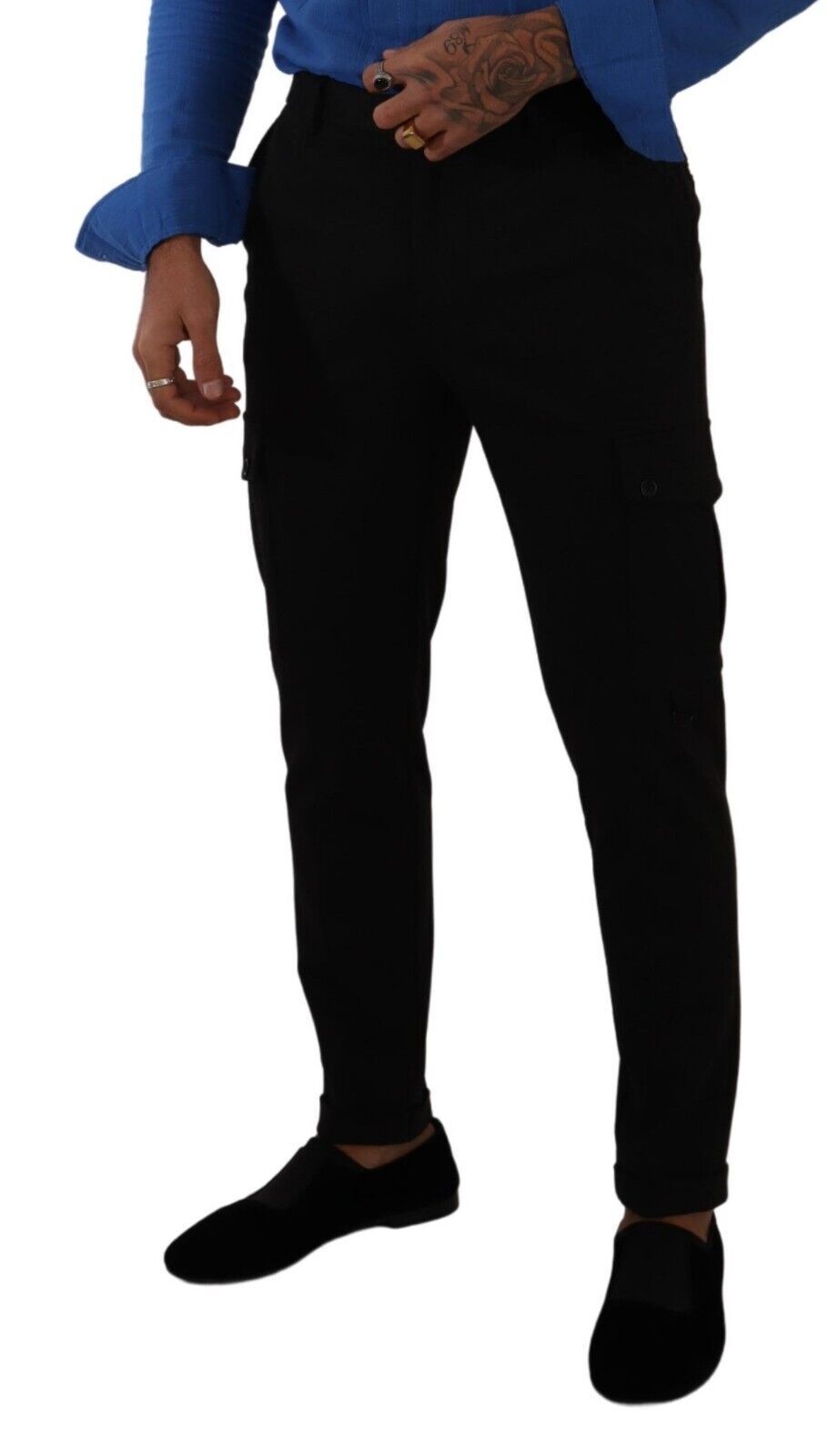 Dolce & Gabbana – Enge Cargohose aus schwarzer Viskose