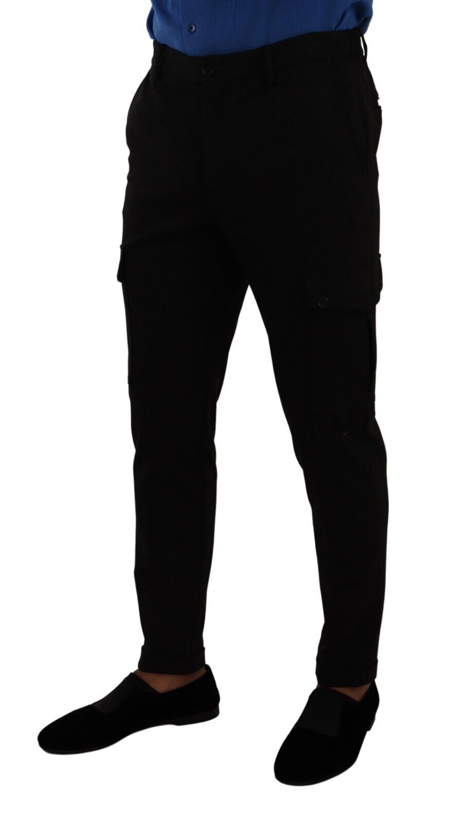 Dolce & Gabbana – Enge Cargohose aus schwarzer Viskose