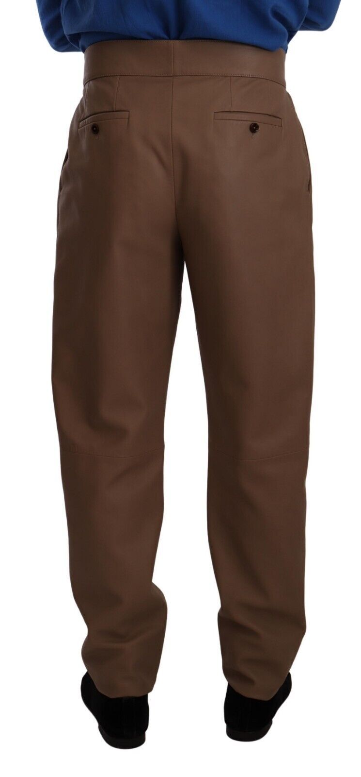 Dolce & Gabbana – Braune, konische Hose aus Leder mit hoher Taille