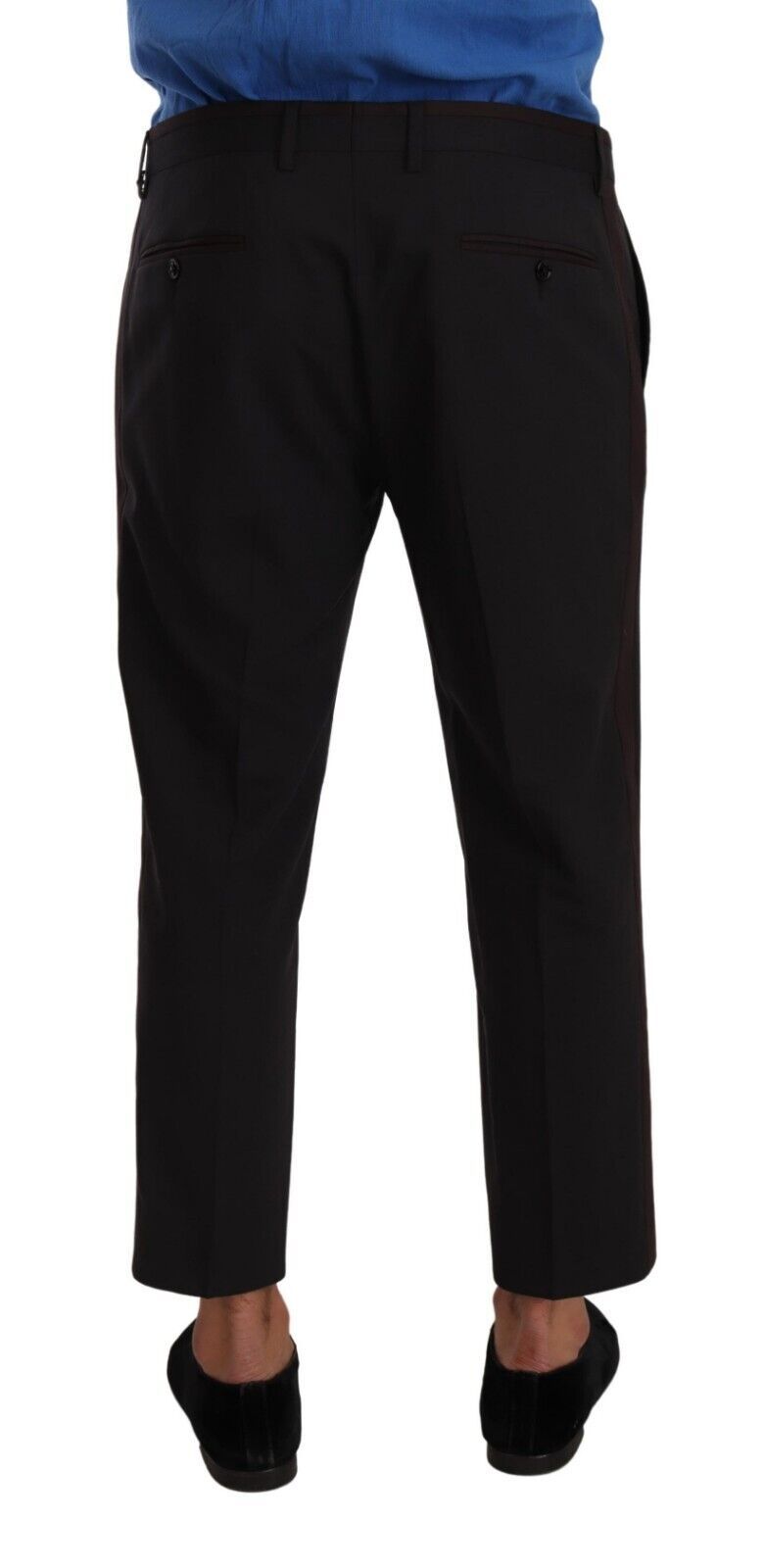 Dolce & Gabbana Graue Bordeaux-Wollhose Anzughose