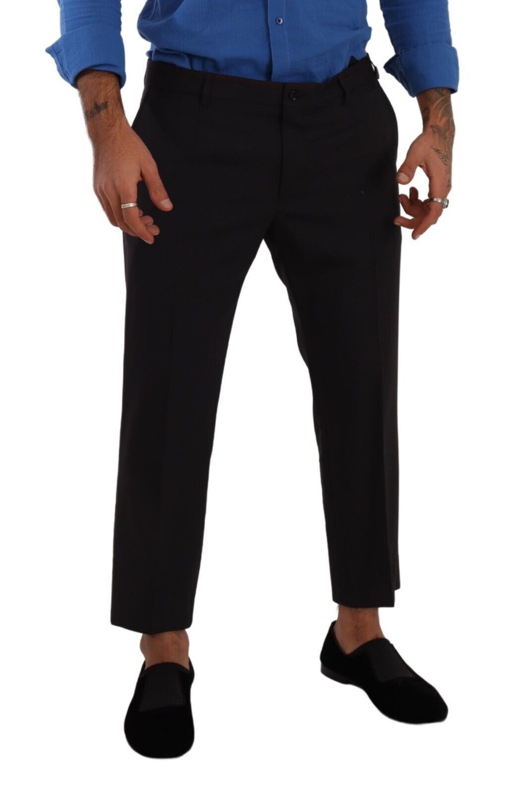 Dolce & Gabbana Graue Bordeaux-Wollhose Anzughose