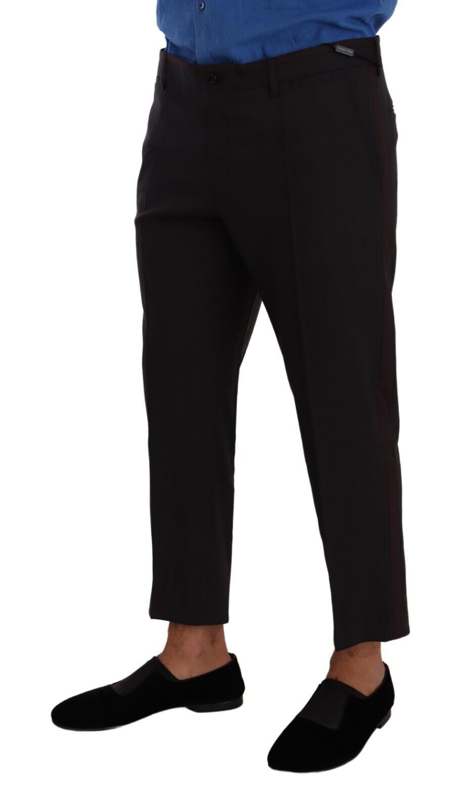 Dolce & Gabbana Graue Bordeaux-Wollhose Anzughose
