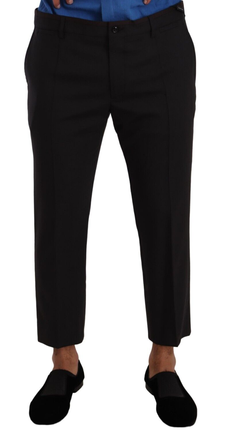 Dolce & Gabbana Graue Bordeaux-Wollhose Anzughose