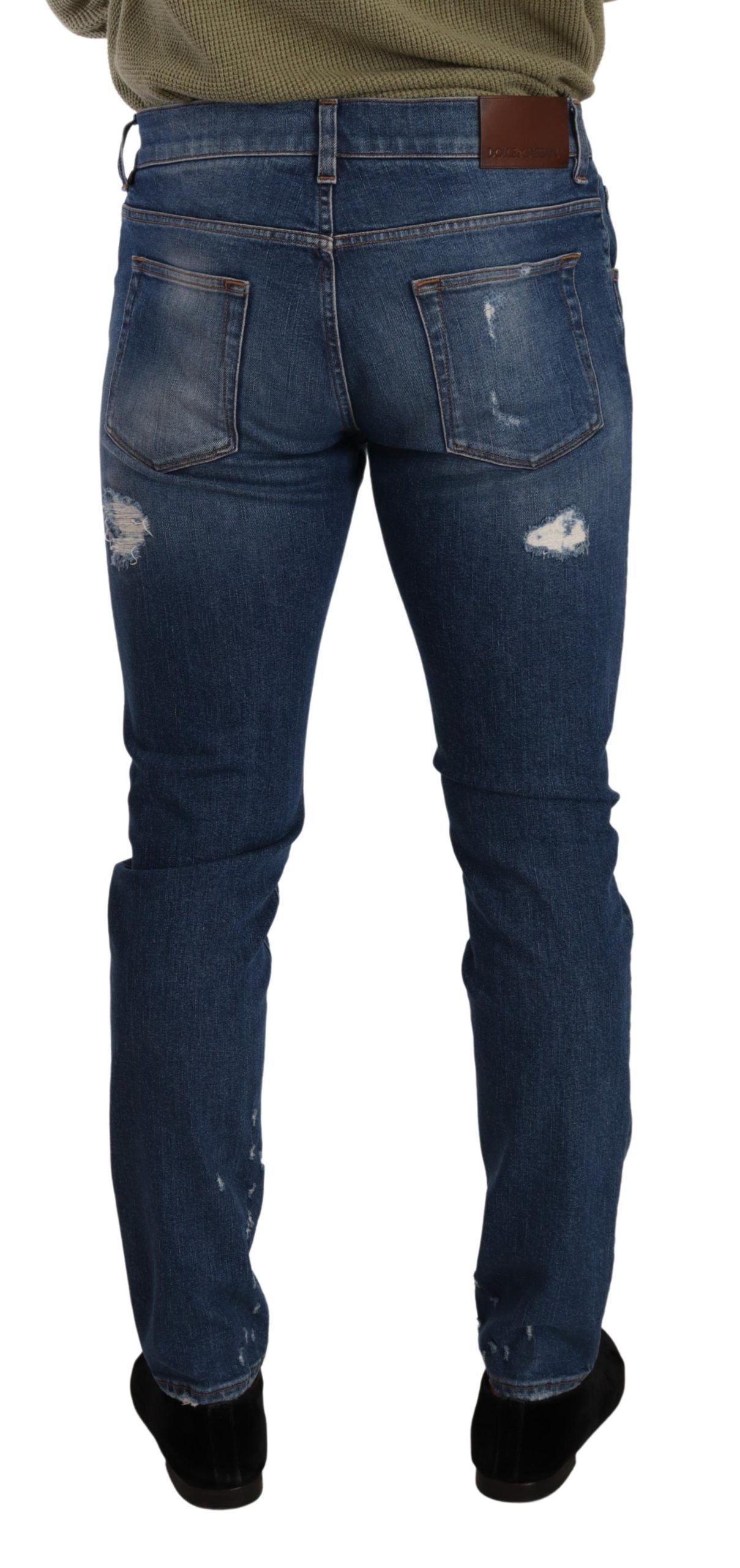 Dolce & Gabbana Slim Fit Jeans aus Baumwollstretch in Blauwaschung