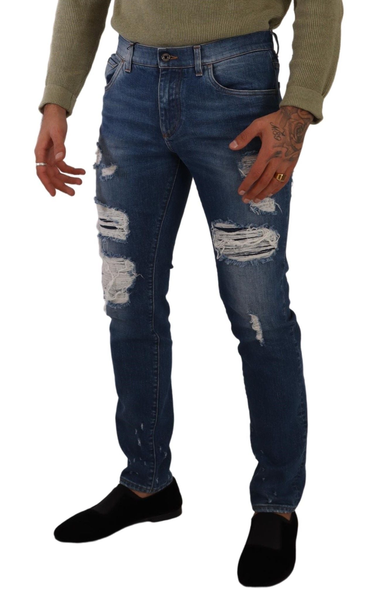 Dolce & Gabbana Slim Fit Jeans aus Baumwollstretch in Blauwaschung