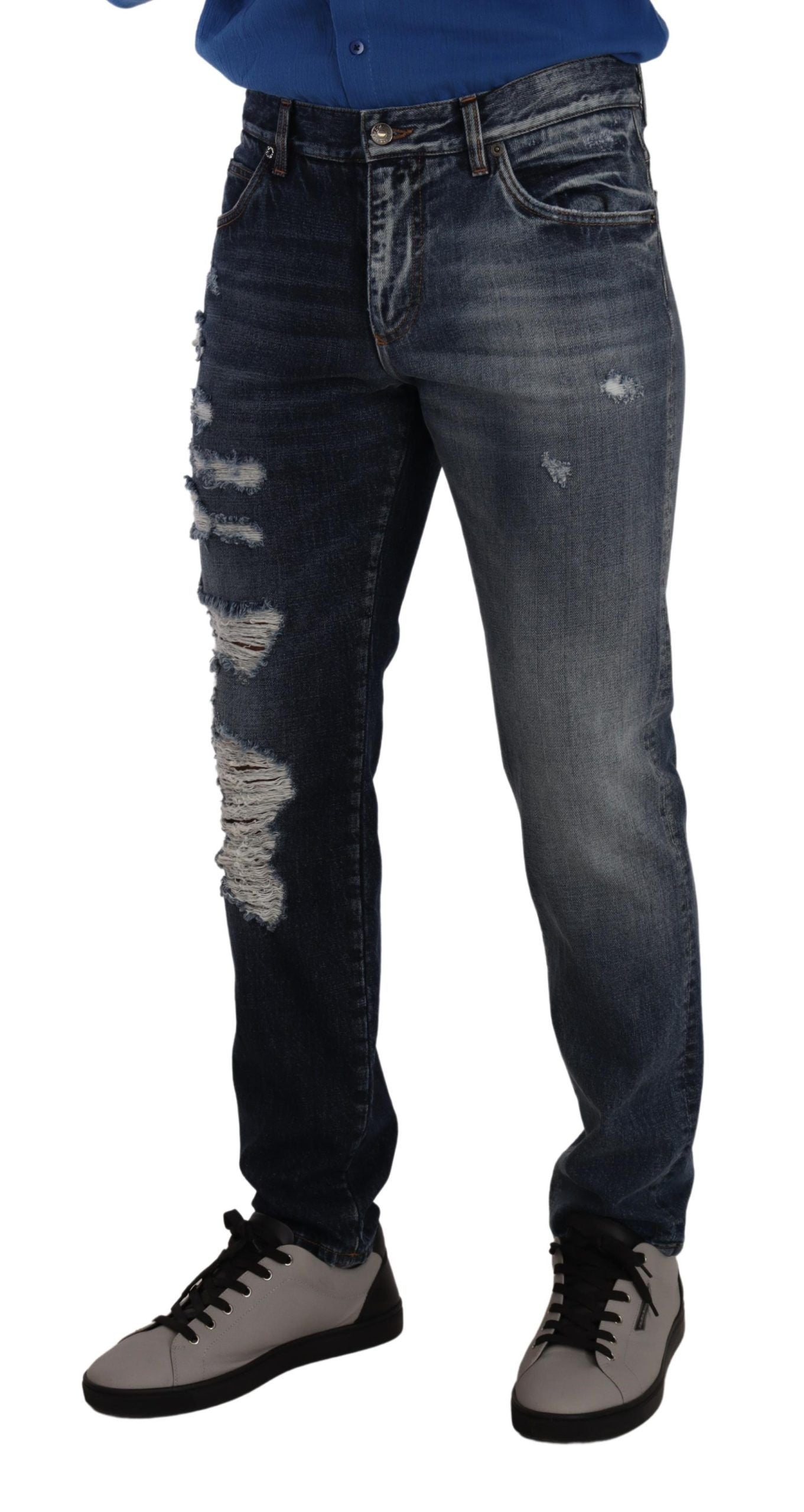 Dolce & Gabbana Blaue Jeanshose aus Baumwolle in normaler Passform