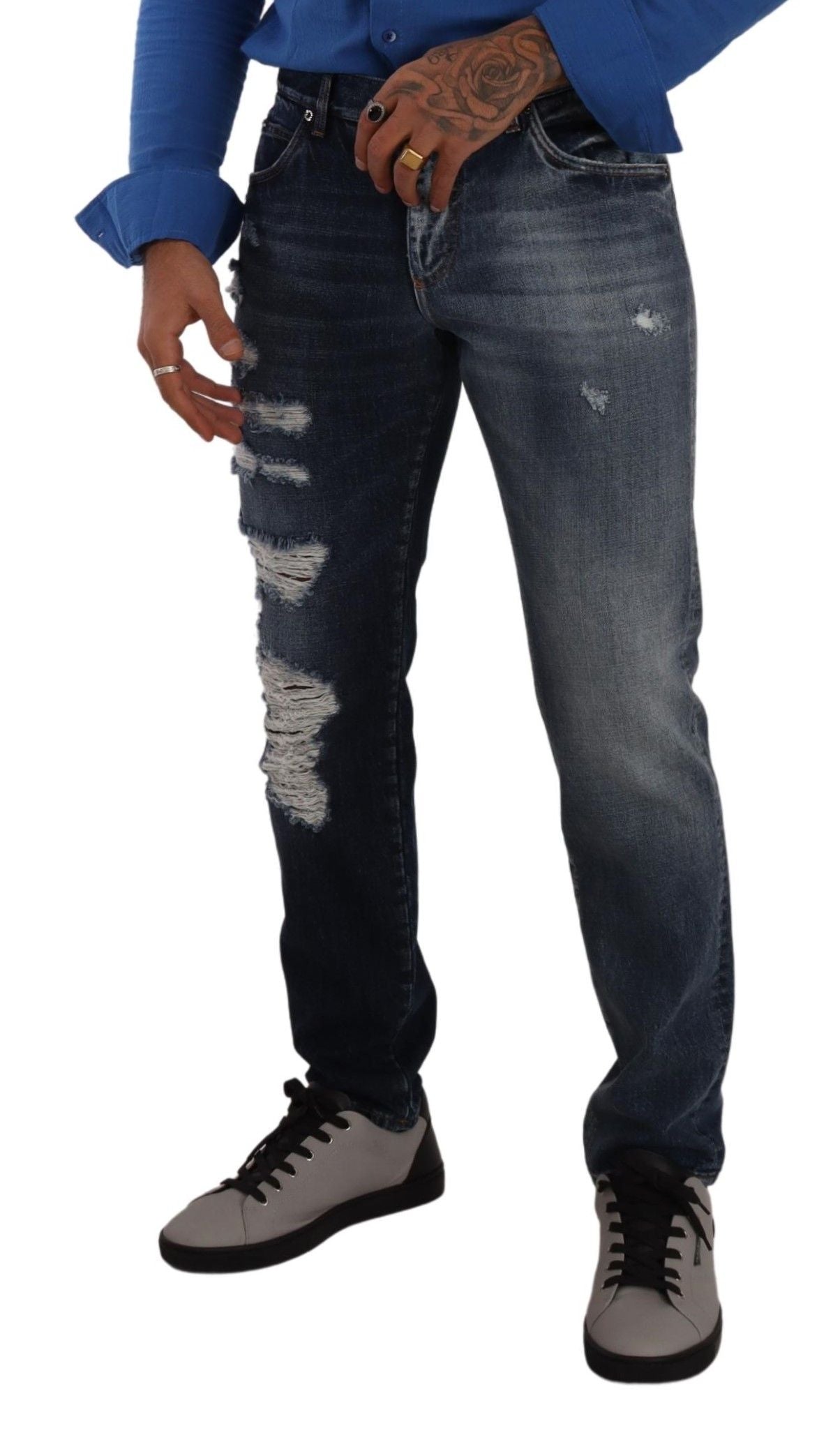 Dolce & Gabbana Blaue Jeanshose aus Baumwolle in normaler Passform