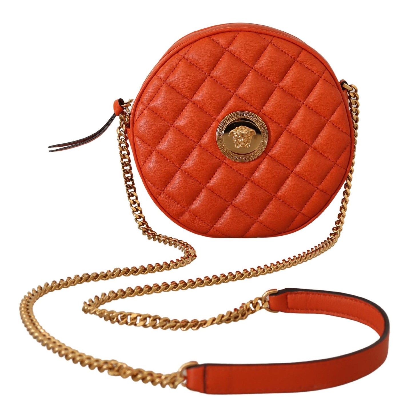 Versace – Elegante, runde Umhängetasche aus Nappaleder
