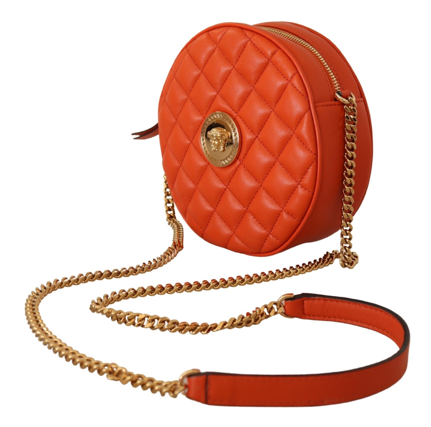Versace – Elegante, runde Umhängetasche aus Nappaleder