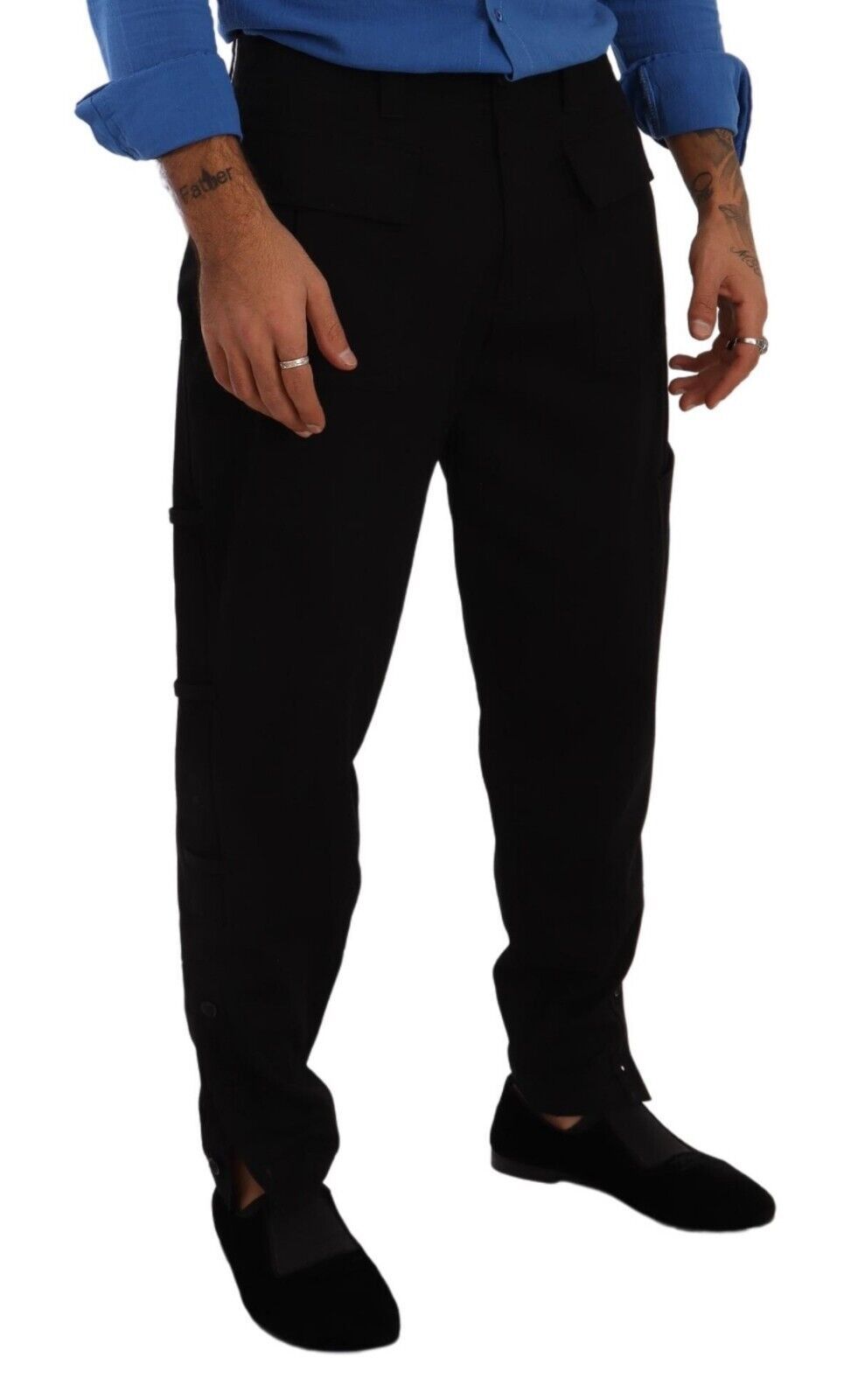 Dolce & Gabbana – Schwarze Cargohose aus Baumwollstretch mit schmalem Schnitt