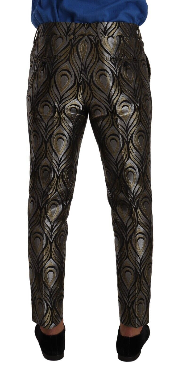 Dolce & Gabbana Silber Gold Jacquard Herren Hose Anzughose