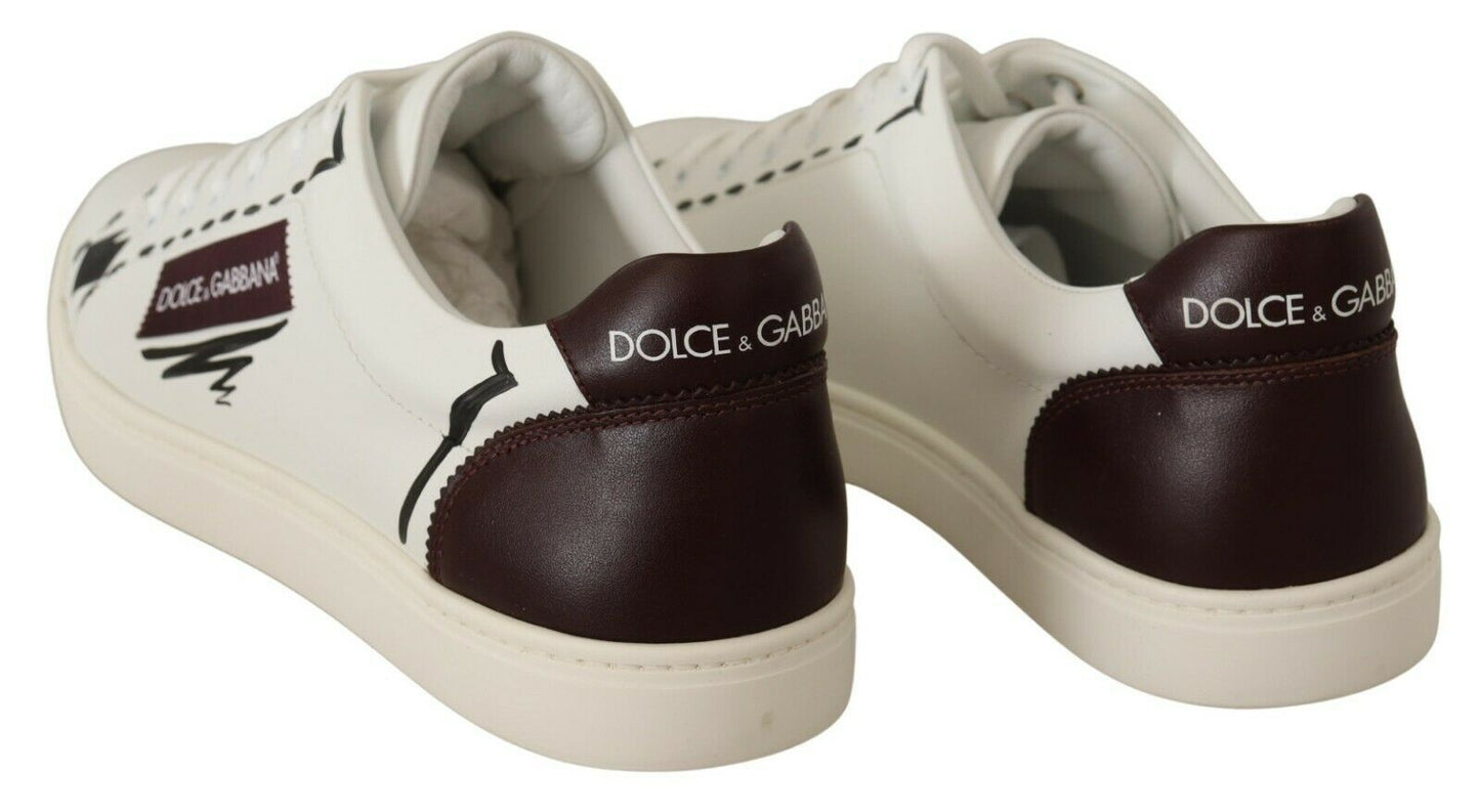 Dolce & Gabbana – Niedrige Sneakers aus weißem Bordeauxleder