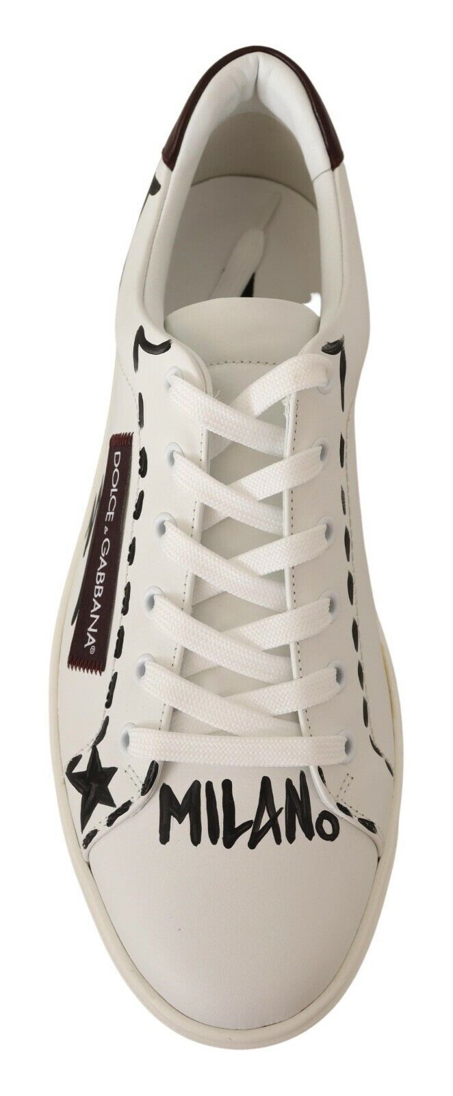 Dolce & Gabbana – Niedrige Sneakers aus weißem Bordeauxleder