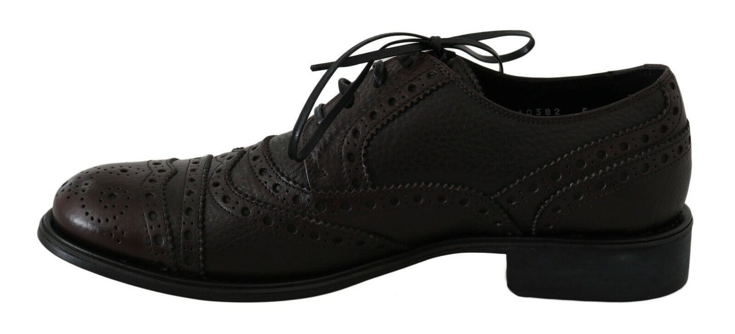 Dolce & Gabbana – Formelle Derby-Schuhe aus braunem Leder mit Flügelkappe