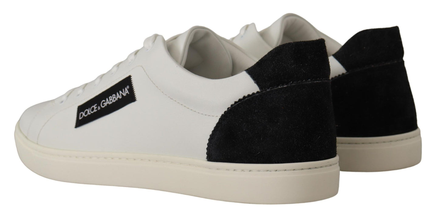 Dolce & Gabbana Weiß Schwarz Leder Halbschuhe Sneakers