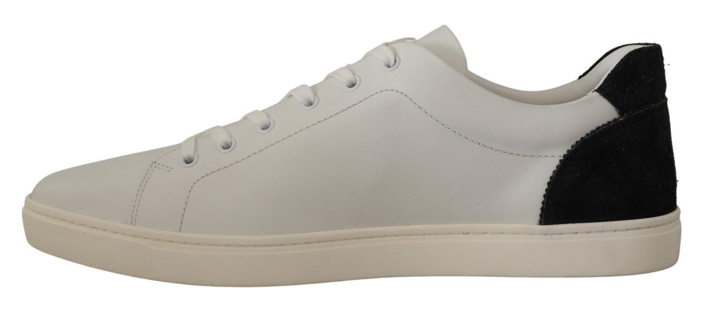 Dolce & Gabbana Weiß Schwarz Leder Halbschuhe Sneakers