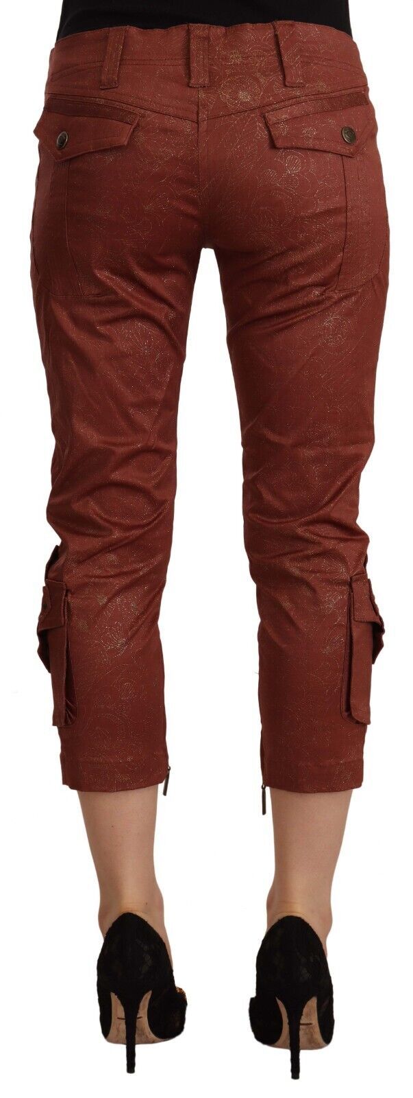 Just Cavalli – Kurze Caprihose aus Baumwolle mit mittlerer Taille und Lurex in Braun