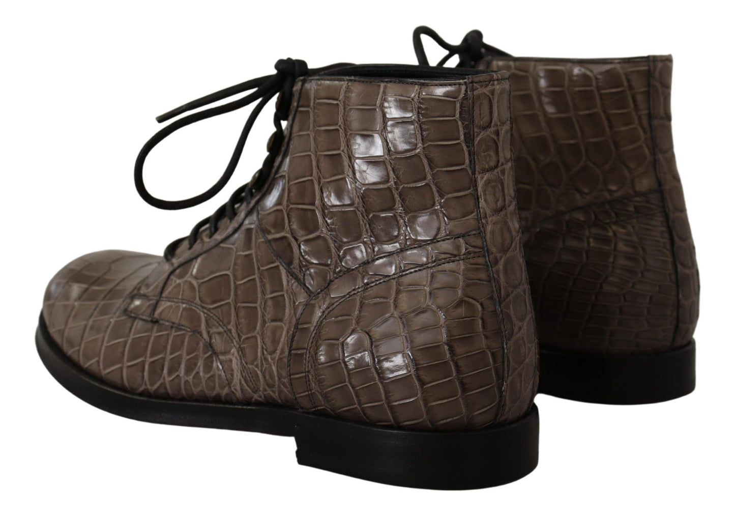 Dolce & Gabbana – Graue Derby-Stiefel aus Krokodilleder