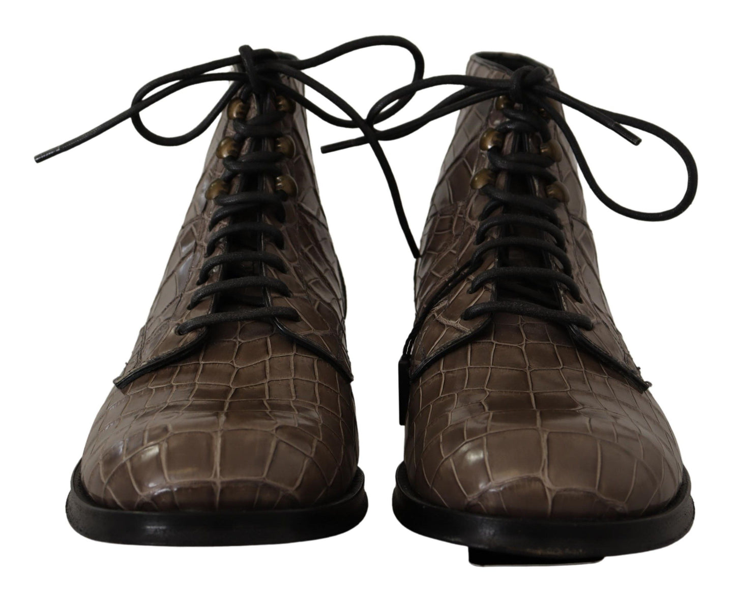 Dolce & Gabbana – Graue Derby-Stiefel aus Krokodilleder