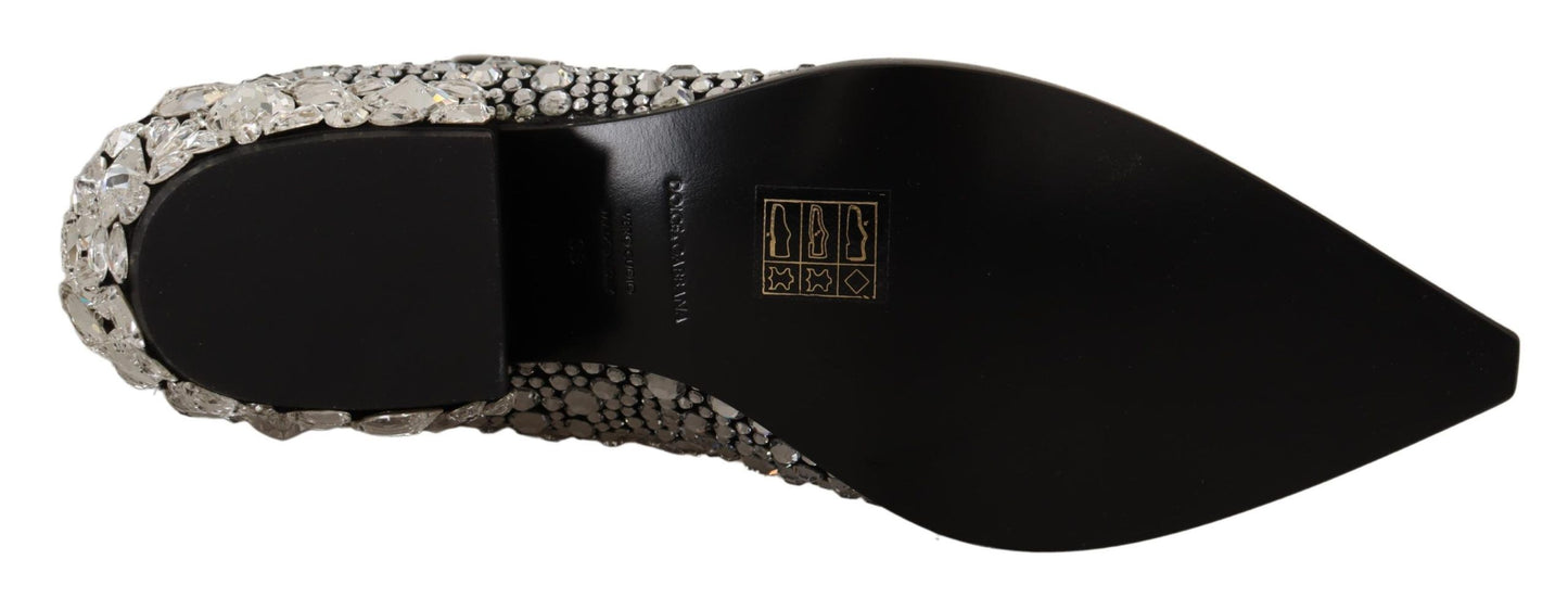 Dolce & Gabbana Black Suede Rhinestone Crystal Cowgirl Boots