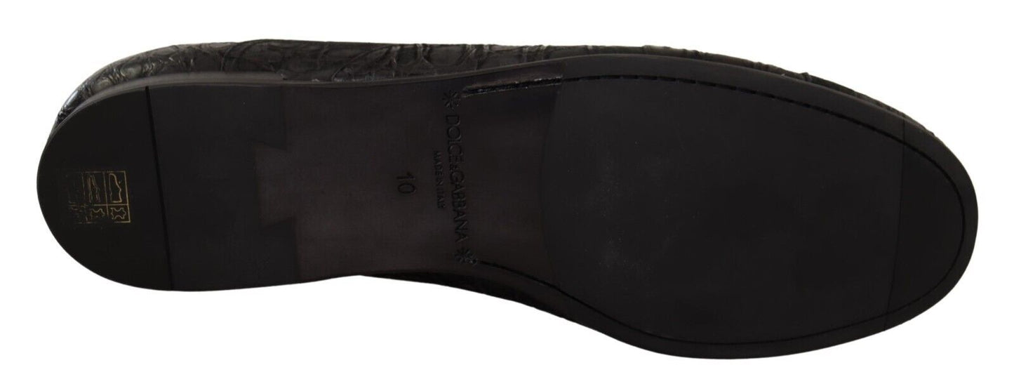 Dolce & Gabbana Herren Oxford-Schuhe aus schwarzem Kaimanleder
