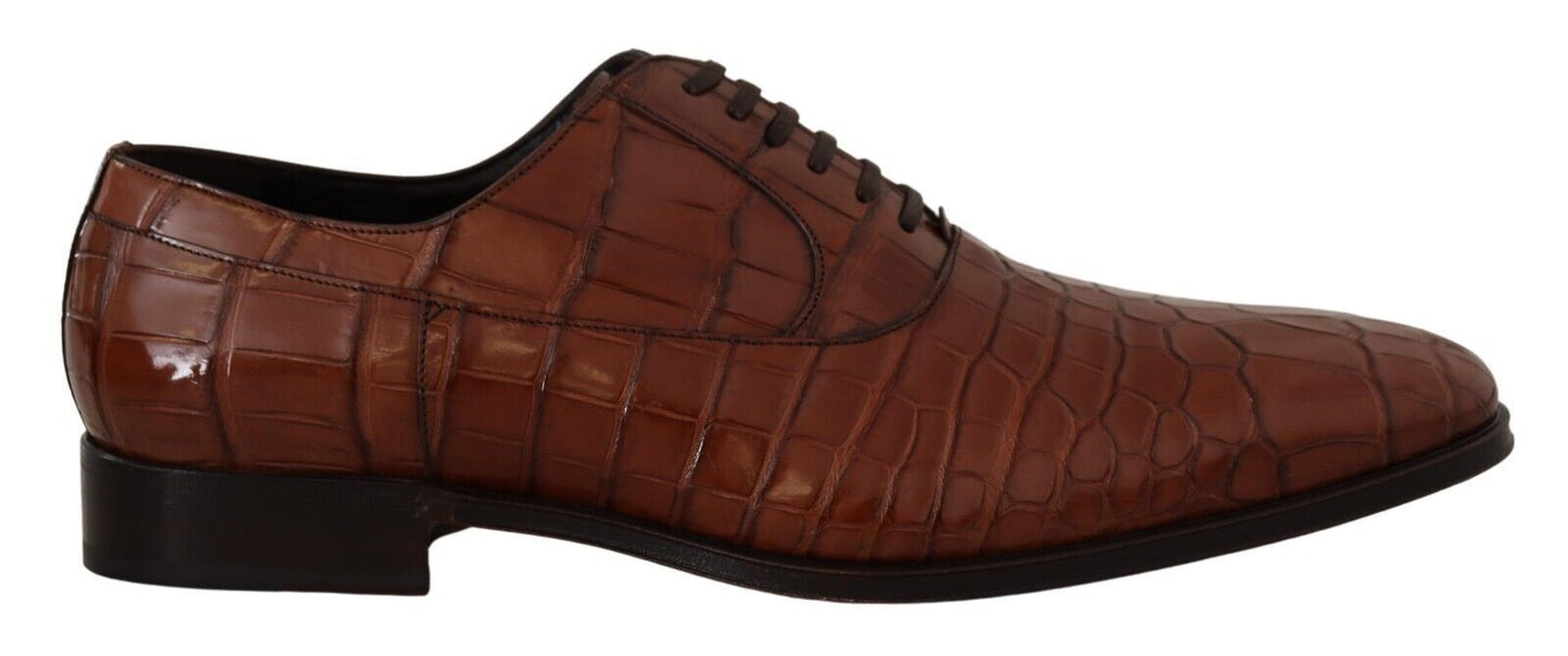 Dolce & Gabbana – Formelle Derby-Schuhe für Herren aus braunem Krokodilleder