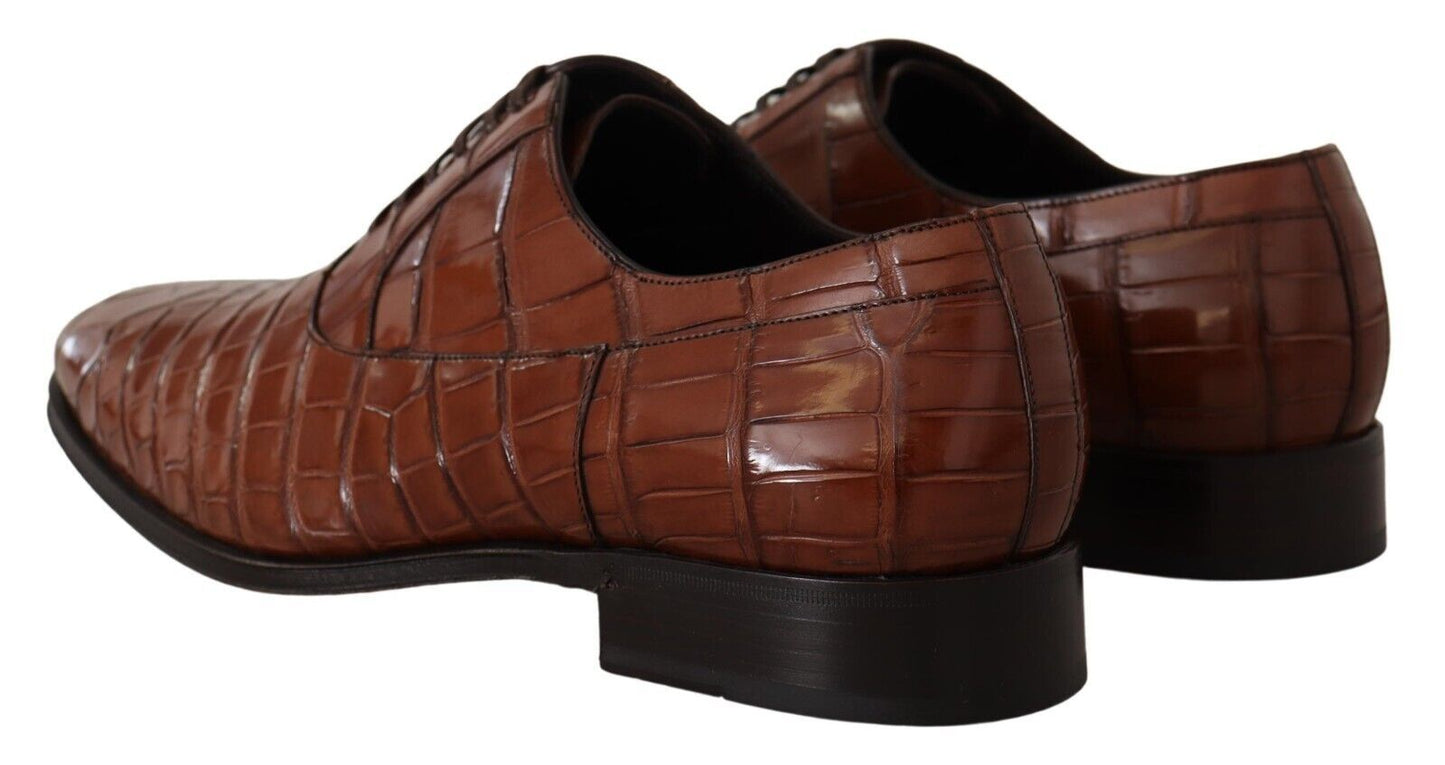 Dolce & Gabbana – Formelle Derby-Schuhe für Herren aus braunem Krokodilleder