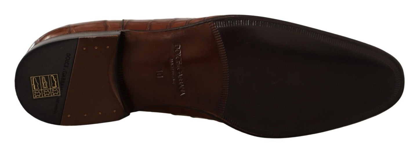 Dolce & Gabbana – Formelle Derby-Schuhe für Herren aus braunem Krokodilleder