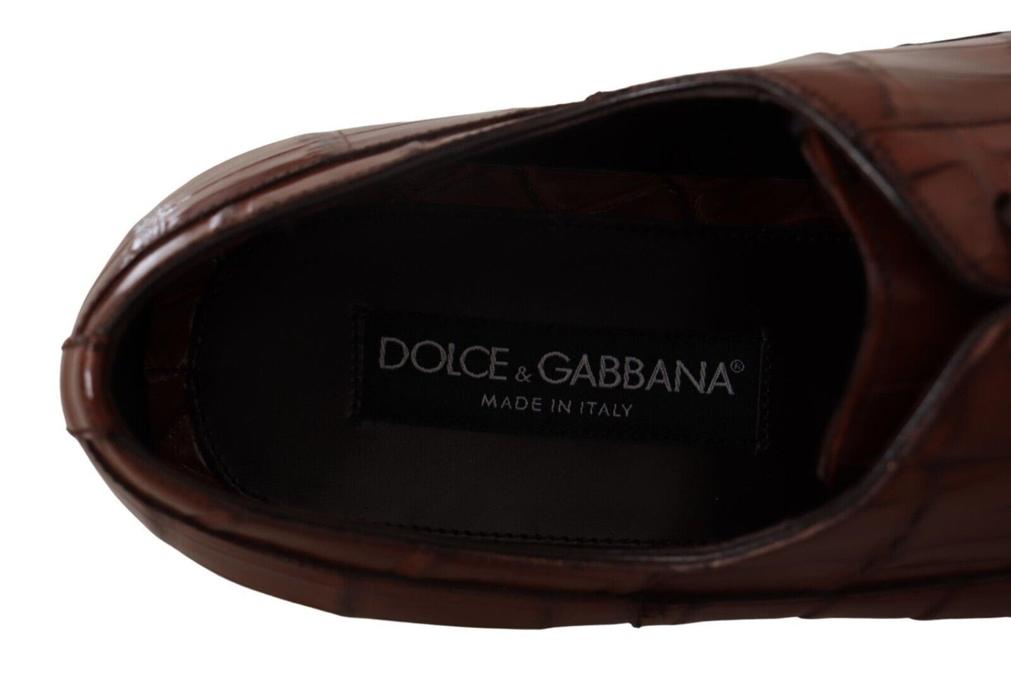 Dolce & Gabbana – Formelle Derby-Schuhe für Herren aus braunem Krokodilleder