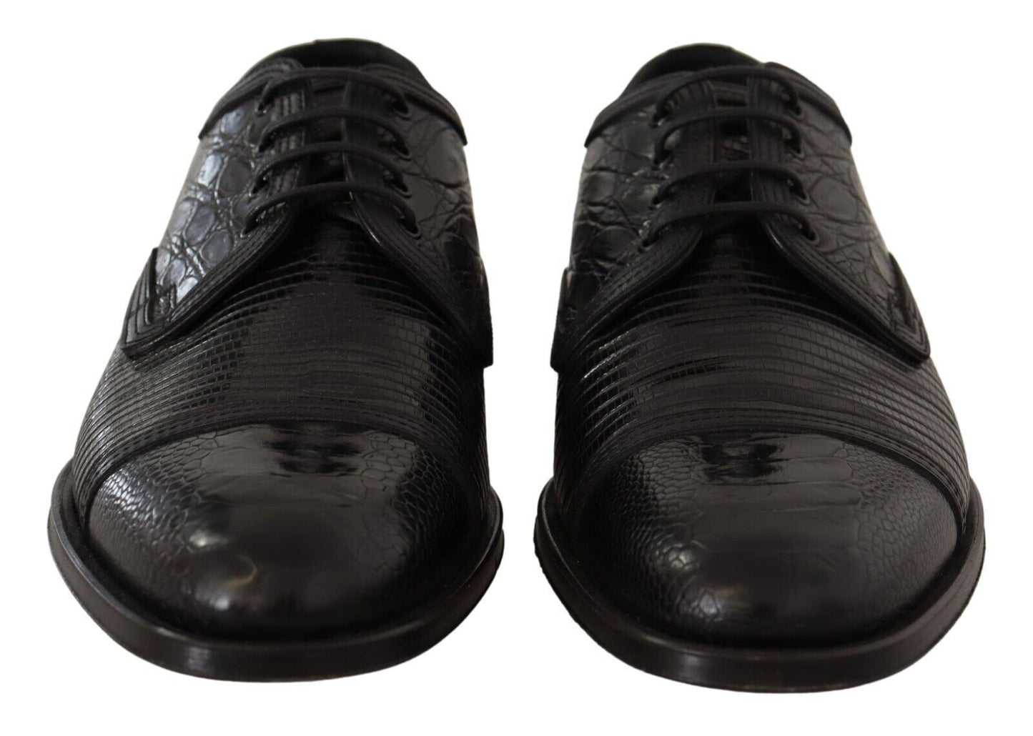 Dolce & Gabbana – Formelle Derby-Schuhe aus schwarzem Exotenleder mit Schnürung
