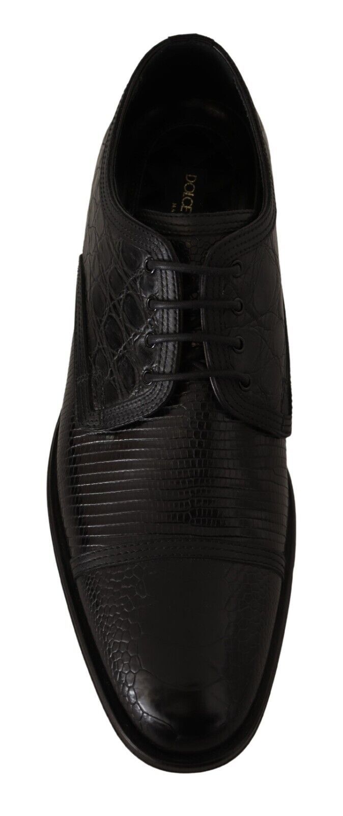 Dolce & Gabbana – Formelle Derby-Schuhe aus schwarzem Exotenleder mit Schnürung