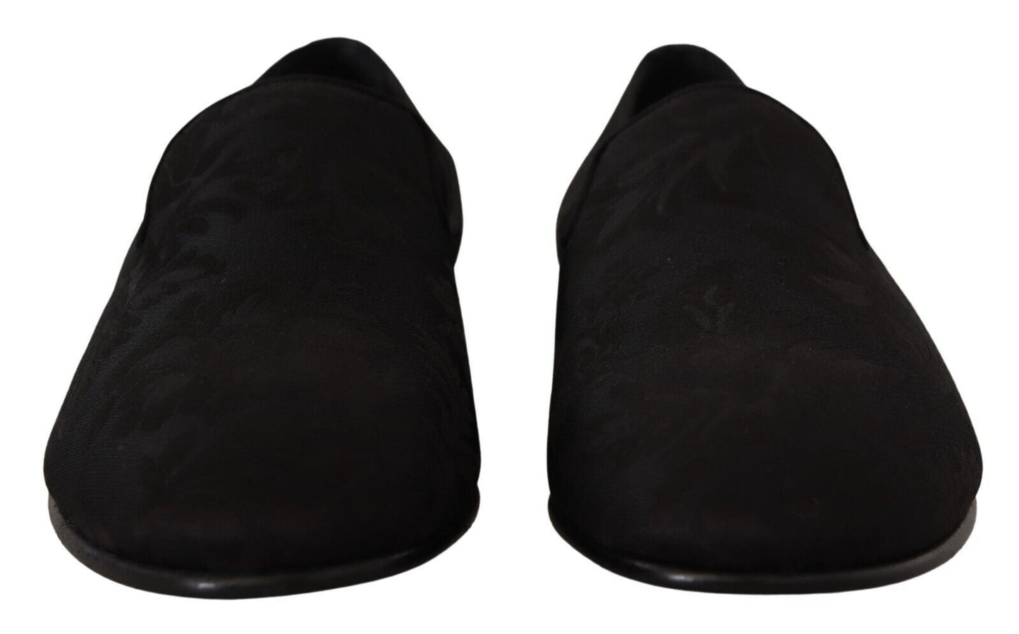 Dolce & Gabbana Schwarze Jacquard-Hausschuhe, flache Halbschuhe